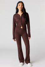 Knit Foldover Waist Flare Pant