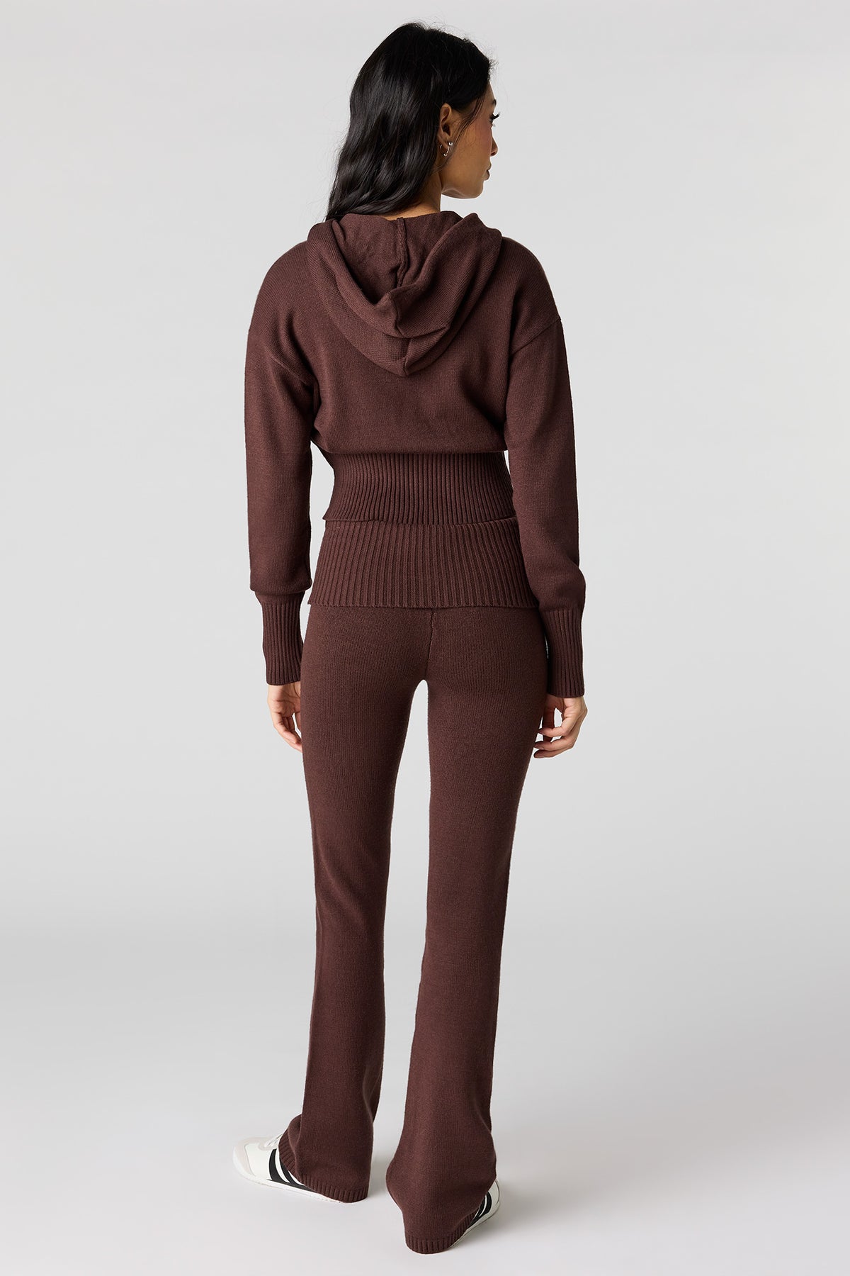 Alt View 3. Knit Foldover Waist Flare Pant - Brown