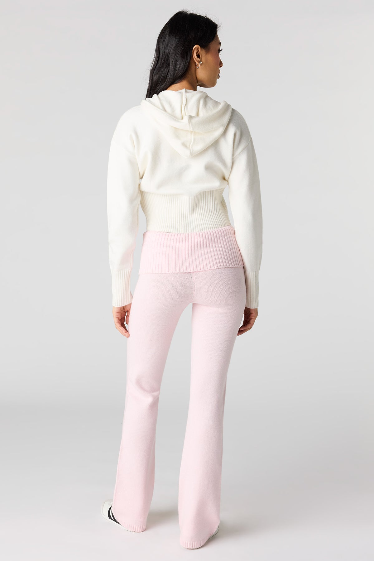 Alt View 3. Knit Foldover Waist Flare Pant - Light Pink