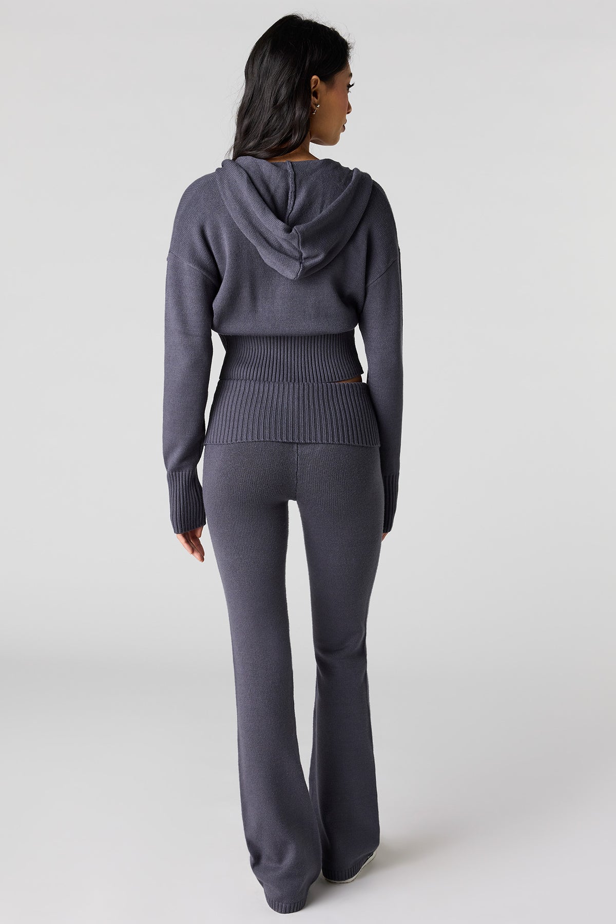 Alt View 3. Knit Foldover Waist Flare Pant - Charcoal
