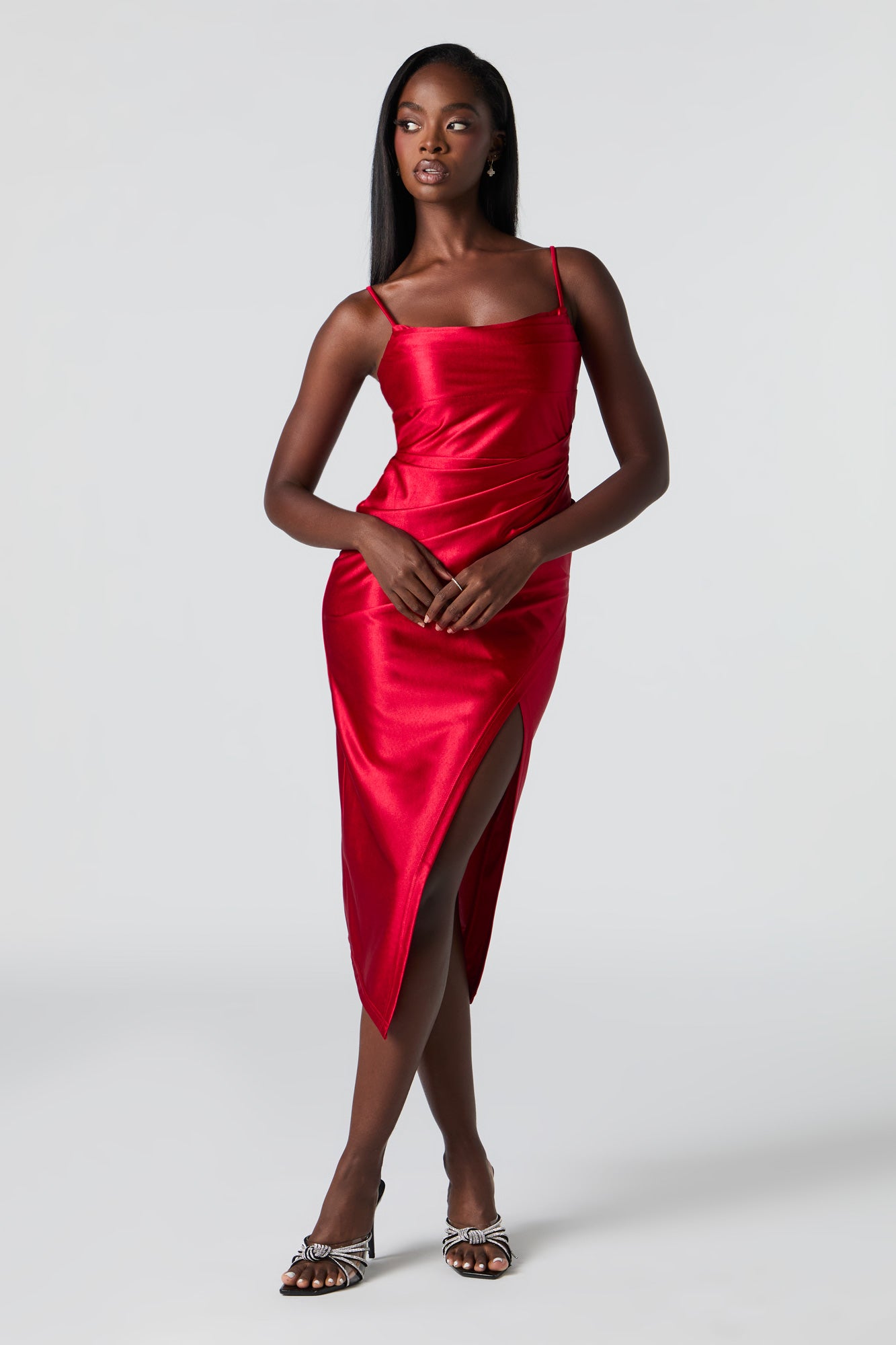 Satin Midi Wrap Dress – Urban Planet