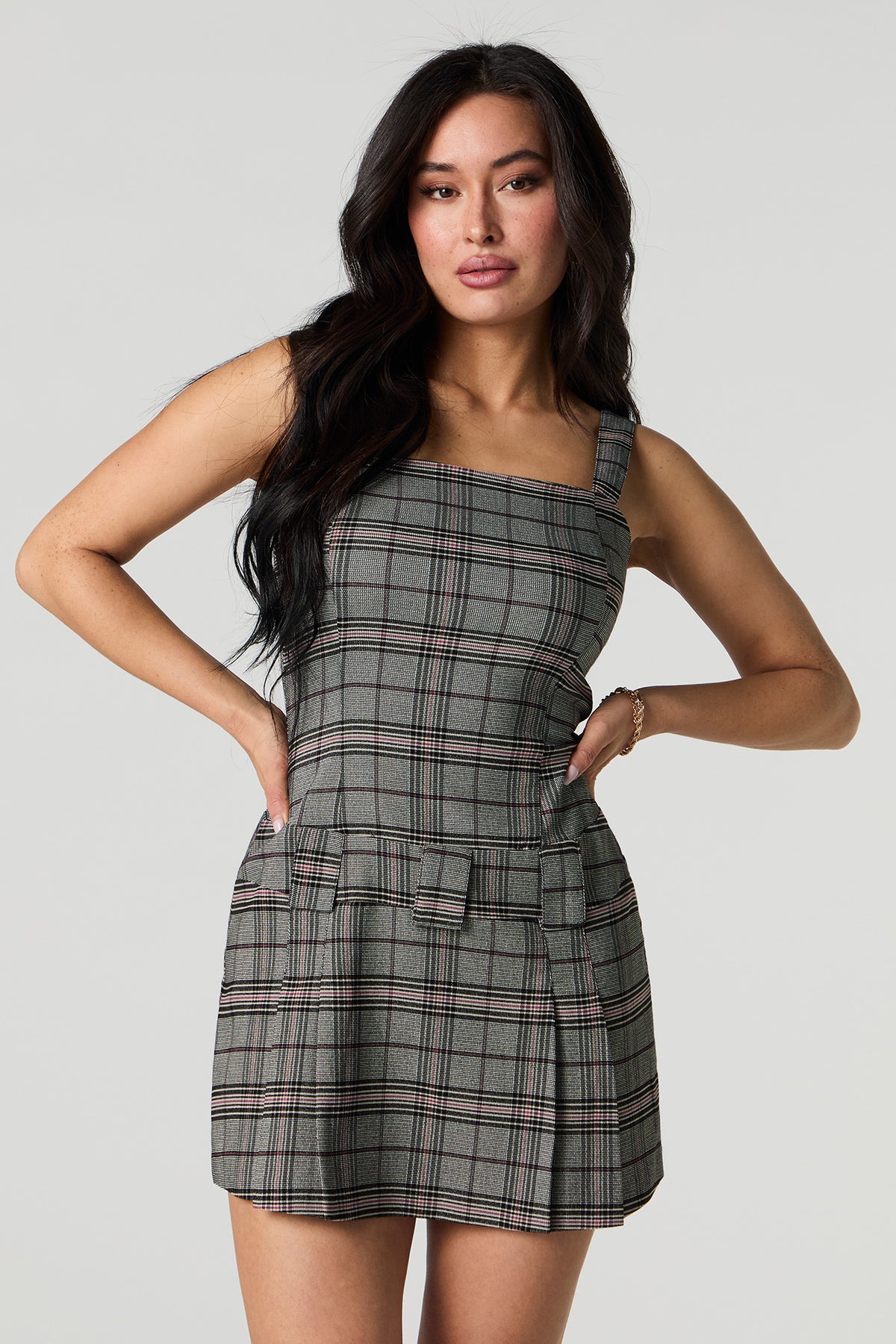 Pleated Mini Dress - Dark Grey