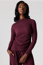 Textured Asymmetrical Long Sleeve Top