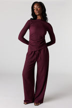 Pantalon texturé à jambe large