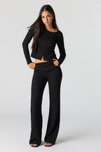 Textured Foldover Flare Pant