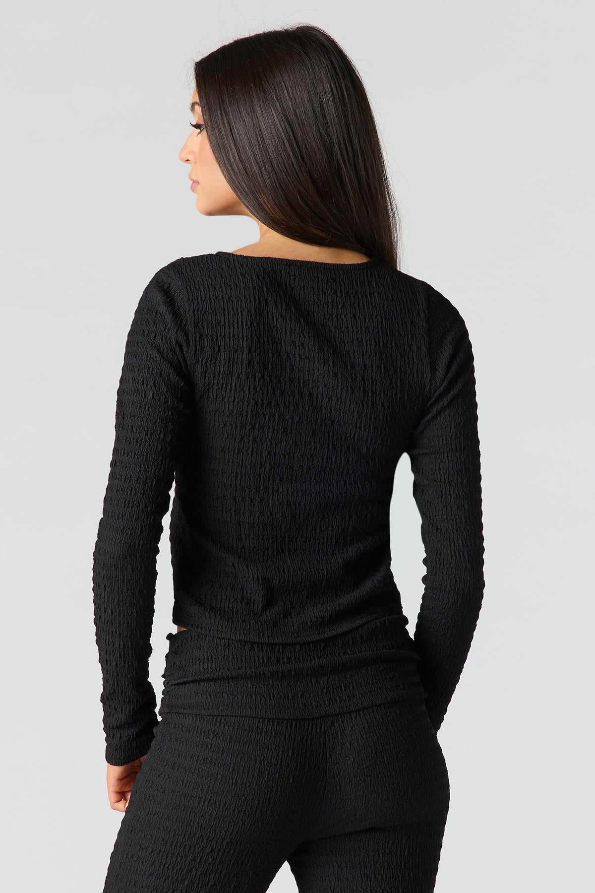 Alt View 2. Textured Cardigan - Black