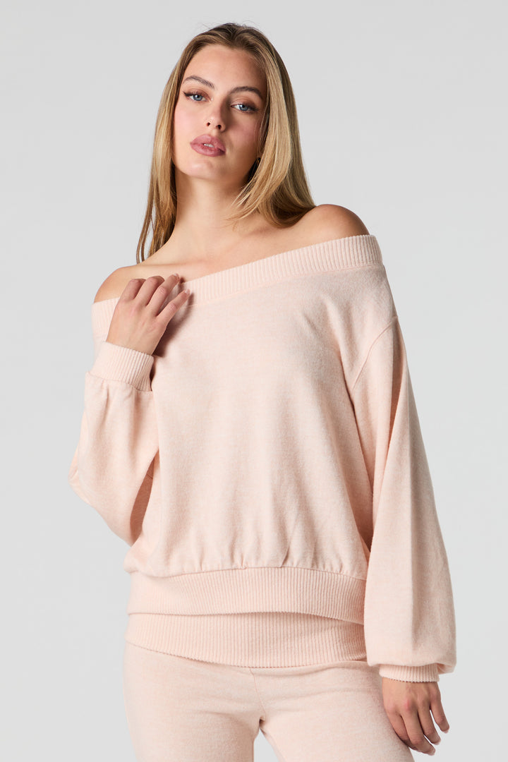 Knit Boat Neck Long Sleeve Top