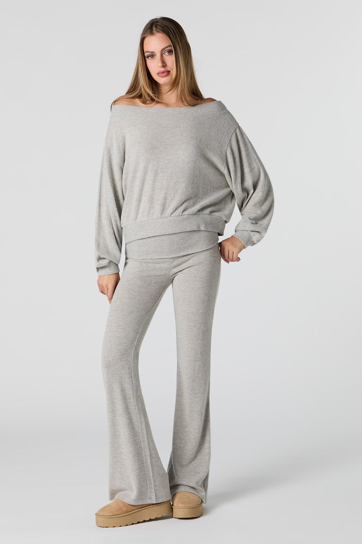Knit Foldover Waist Flare Pant