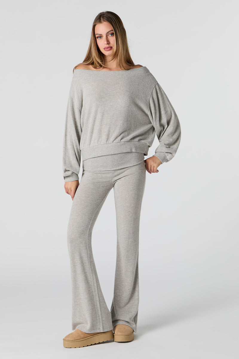 Knit Foldover Waist Flare Pant