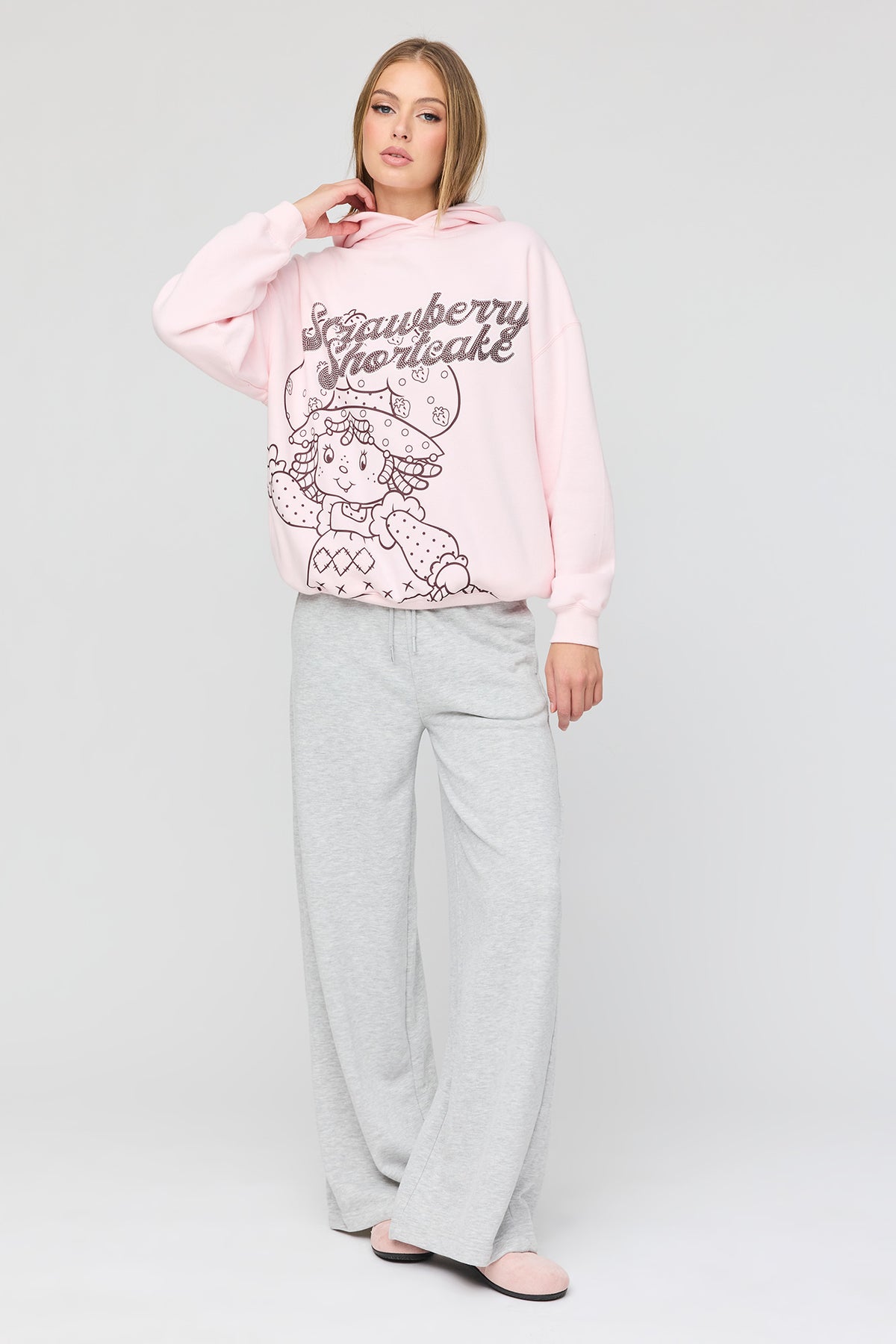 Alt View 3. Strawberry Shortcake Rhinestone Fleece Hoodie - Light Pink