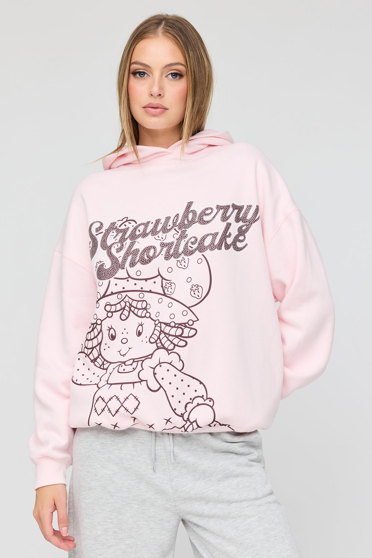 Alt View 4. Strawberry Shortcake Rhinestone Fleece Hoodie - Light Pink