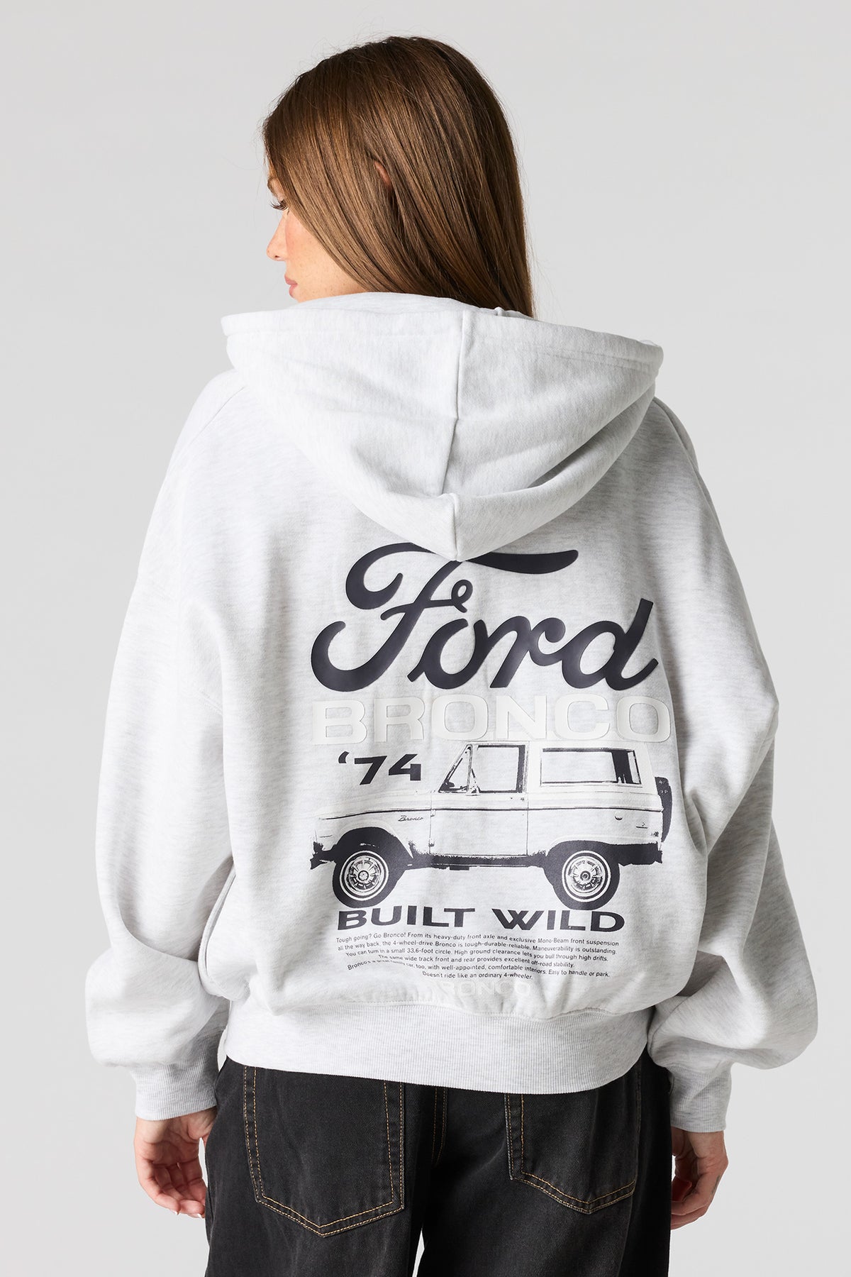 Ford Fleece Zip Hoodie - Heather Grey