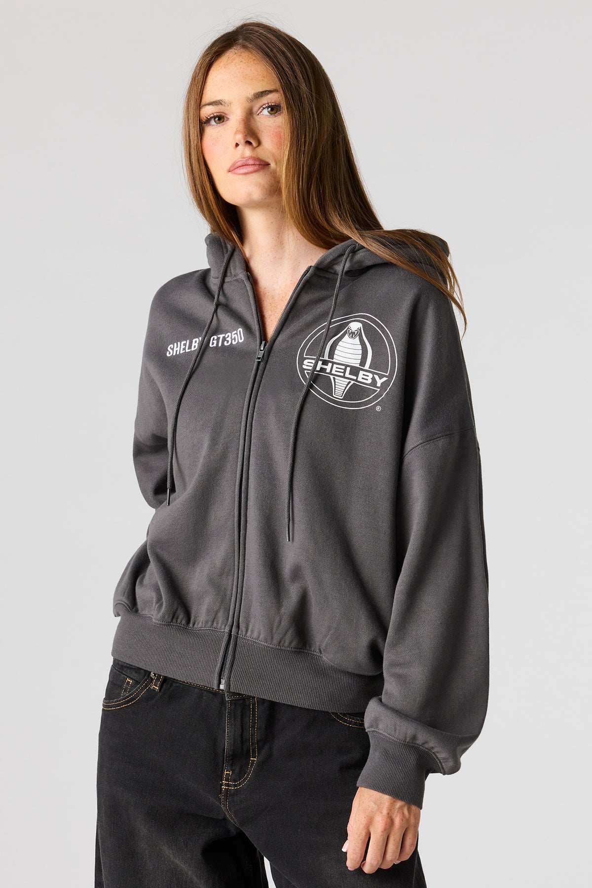 Alt View 2. Shelby Cobra Fleece Zip Hoodie - Dark Grey