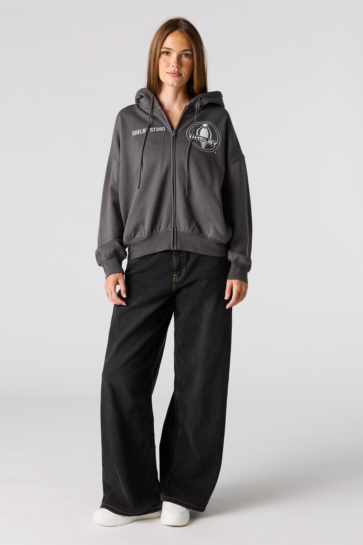 Alt View 3. Shelby Cobra Fleece Zip Hoodie - Dark Grey