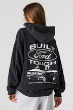 Haut à capuchon en molleton délavé à imprimé Ford 