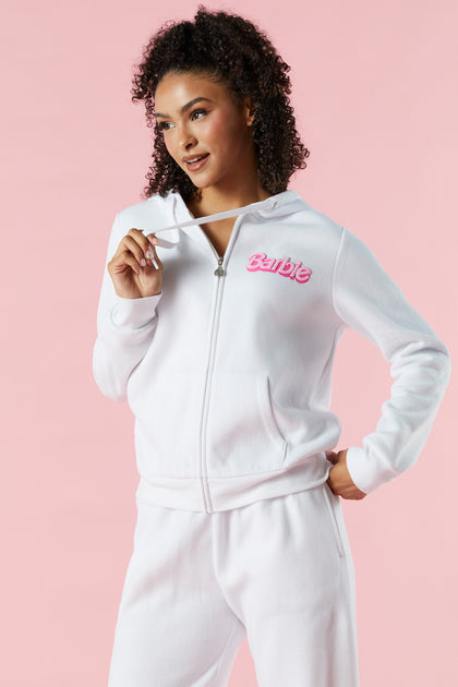 Barbie™ White Fleece Zip-Up Hoodie – Urban Planet