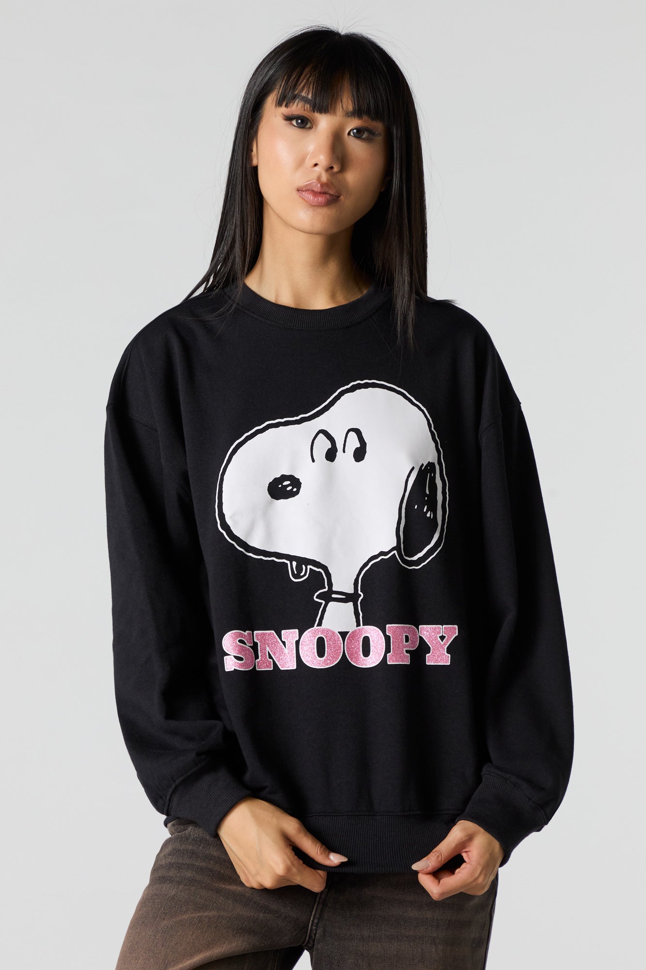 Sparkle Cartoon Graphic Fleece Sweatshirt