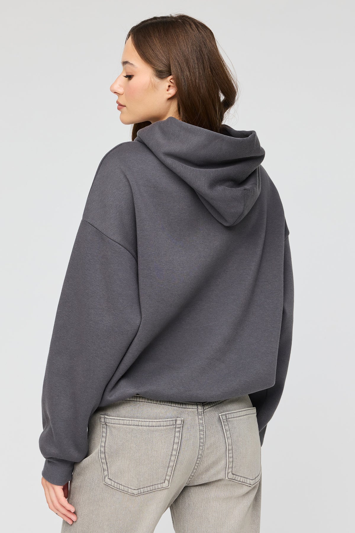 Alt View 2. Snoopy Graphic Fleece Hoodie - Charcoal