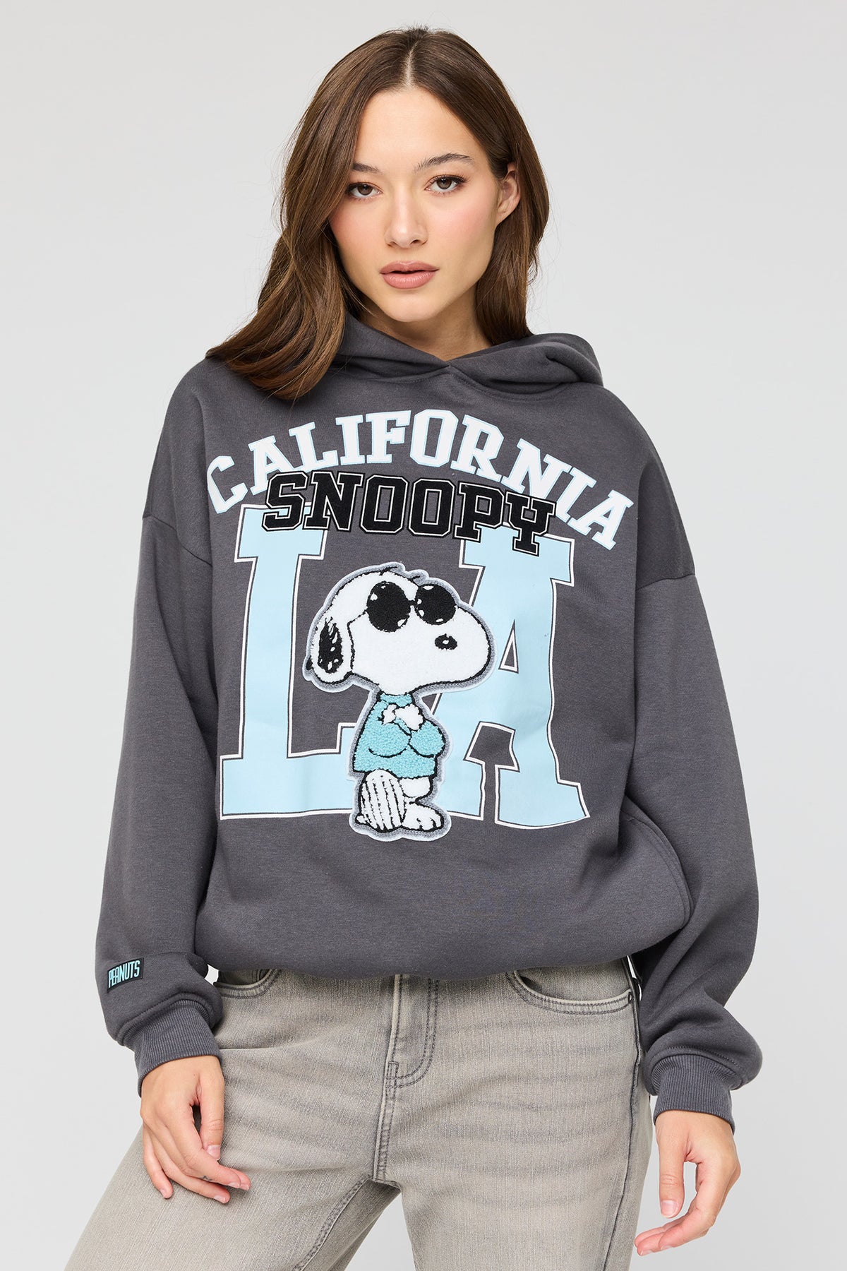 Snoopy Graphic Fleece Hoodie - Charcoal