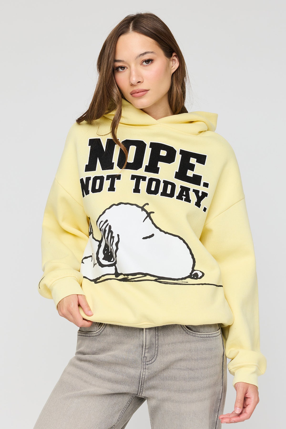 Snoopy Graphic Fleece Hoodie - Yellow
