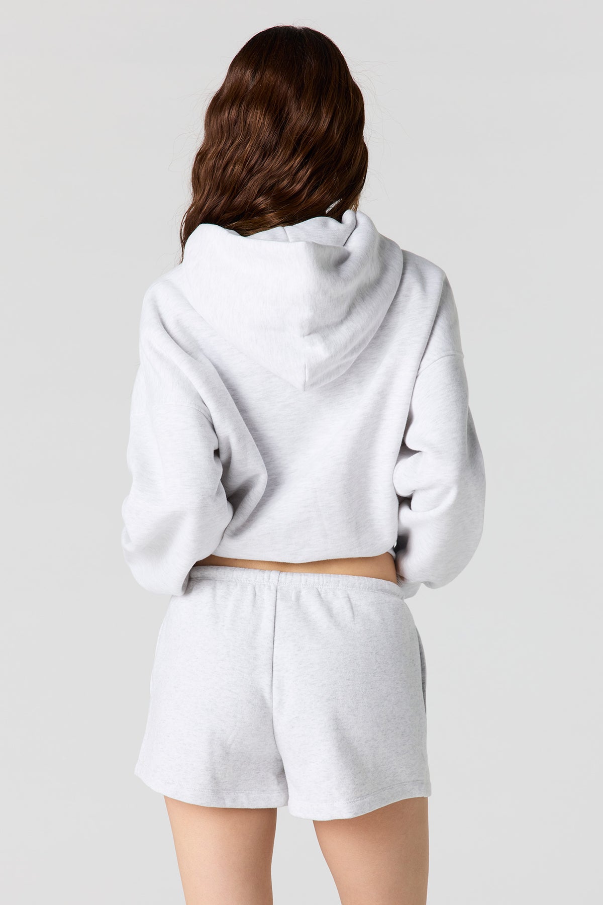 Alt View 2. Luxe Fleece Graphic Short - Light Grey