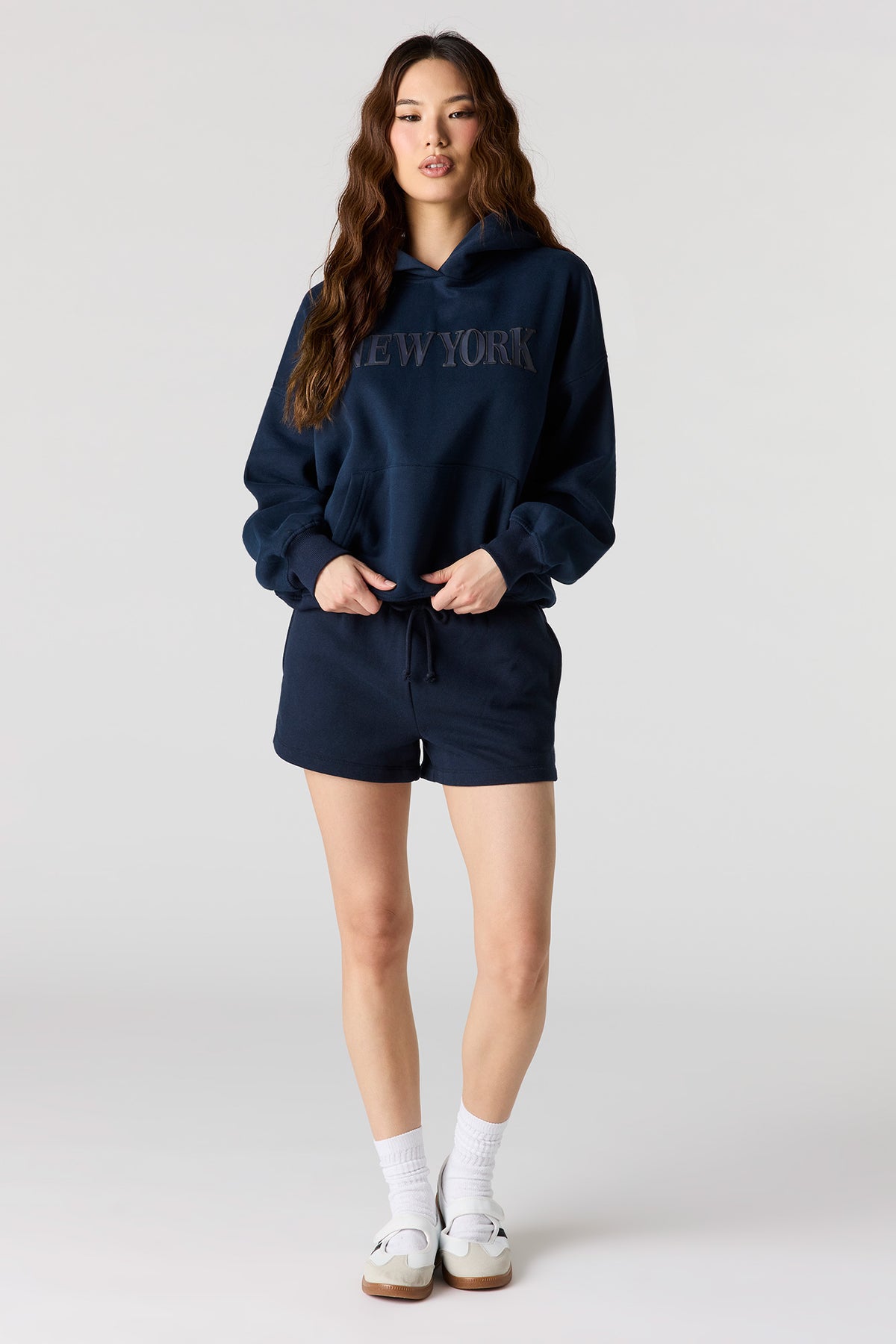 Alt View 3. Luxe Fleece Graphic Short - Dark Blue