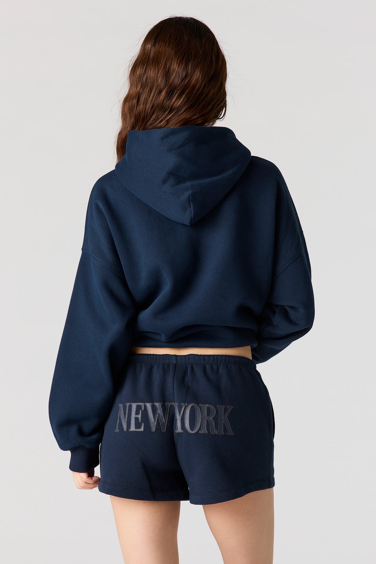 Alt View 4. Luxe Fleece Graphic Short - Dark Blue