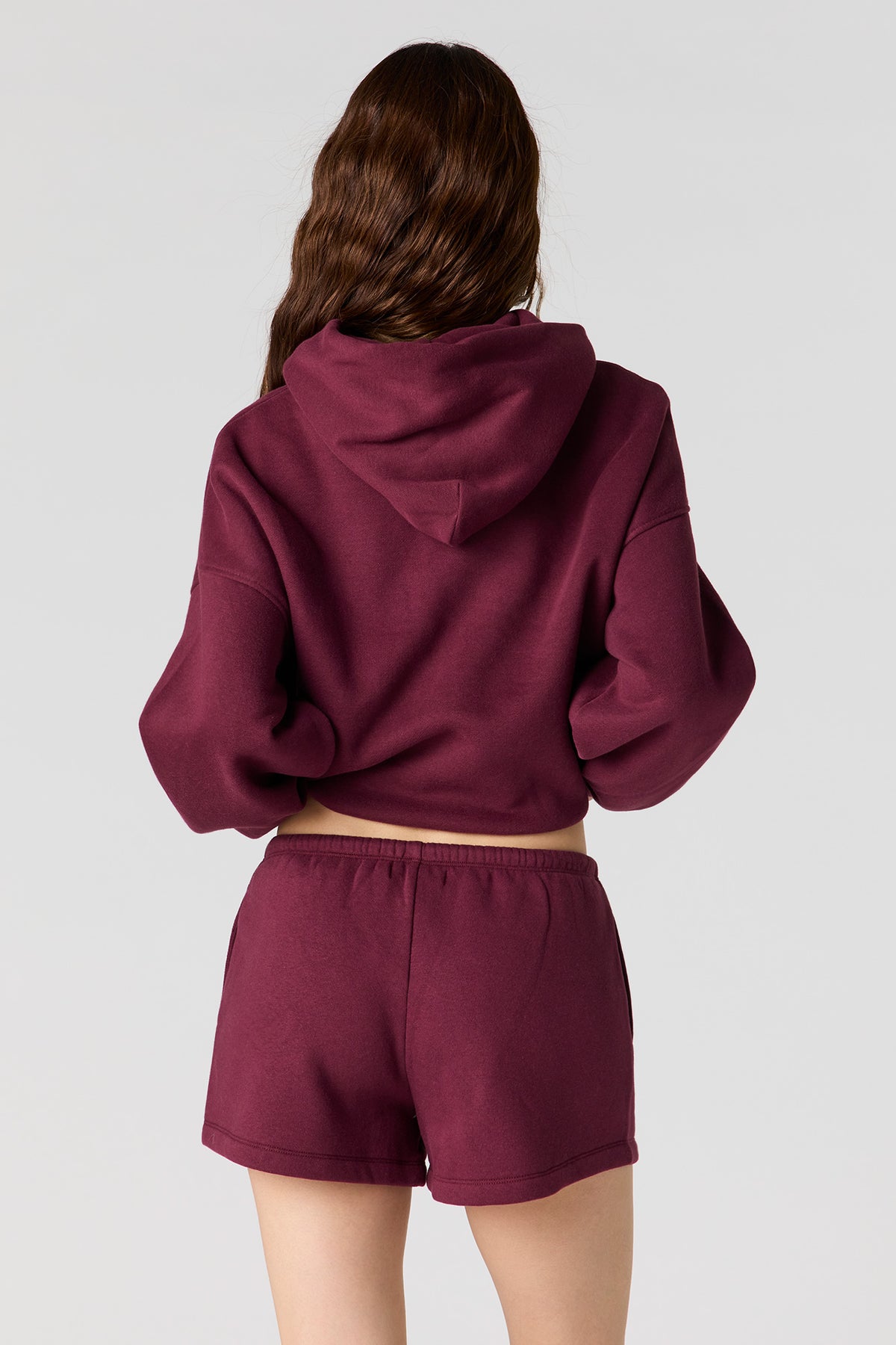 Alt View 2. Luxe Fleece Graphic Short - Burgundy