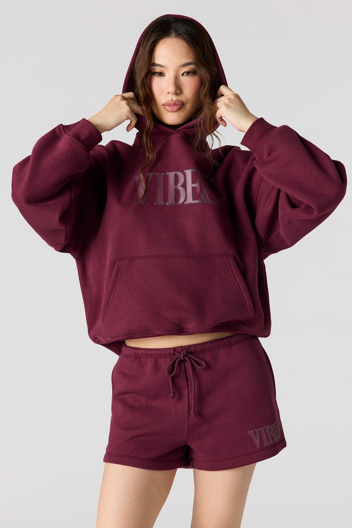 Luxe Fleece Graphic Short - Burgundy