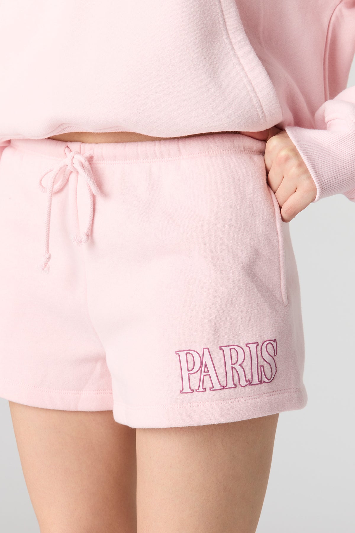 Alt View 4. Luxe Fleece Graphic Short - Light Pink