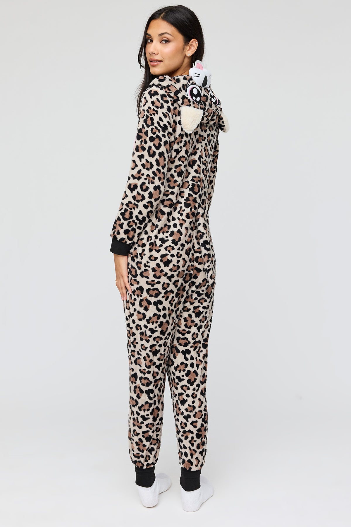 Alt View 4. 3D Cheetah Plush Onesie - Brown