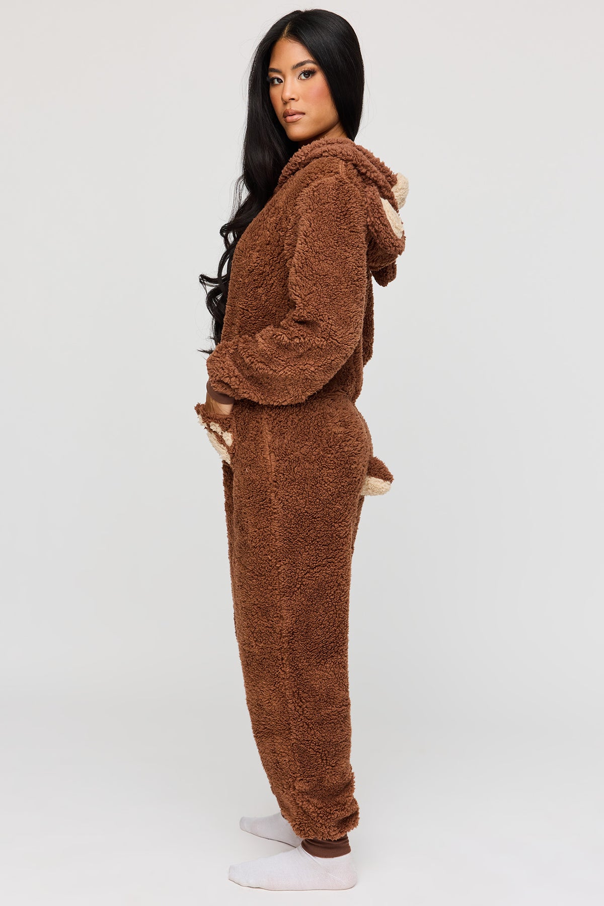 Alt View 2. 3D Bear Sherpa Onesie - Brown