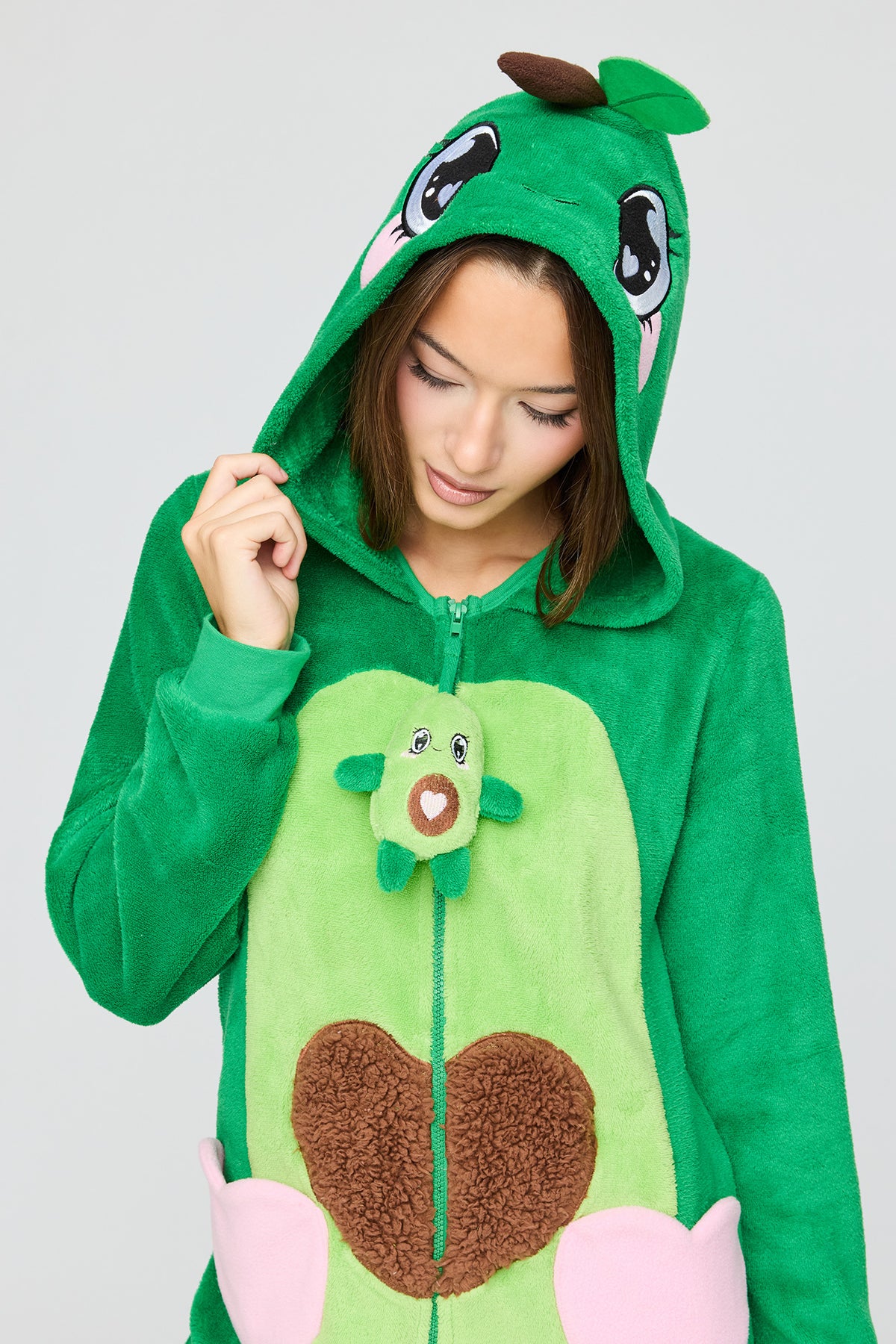 3D Avocado Plush Onesie - Green