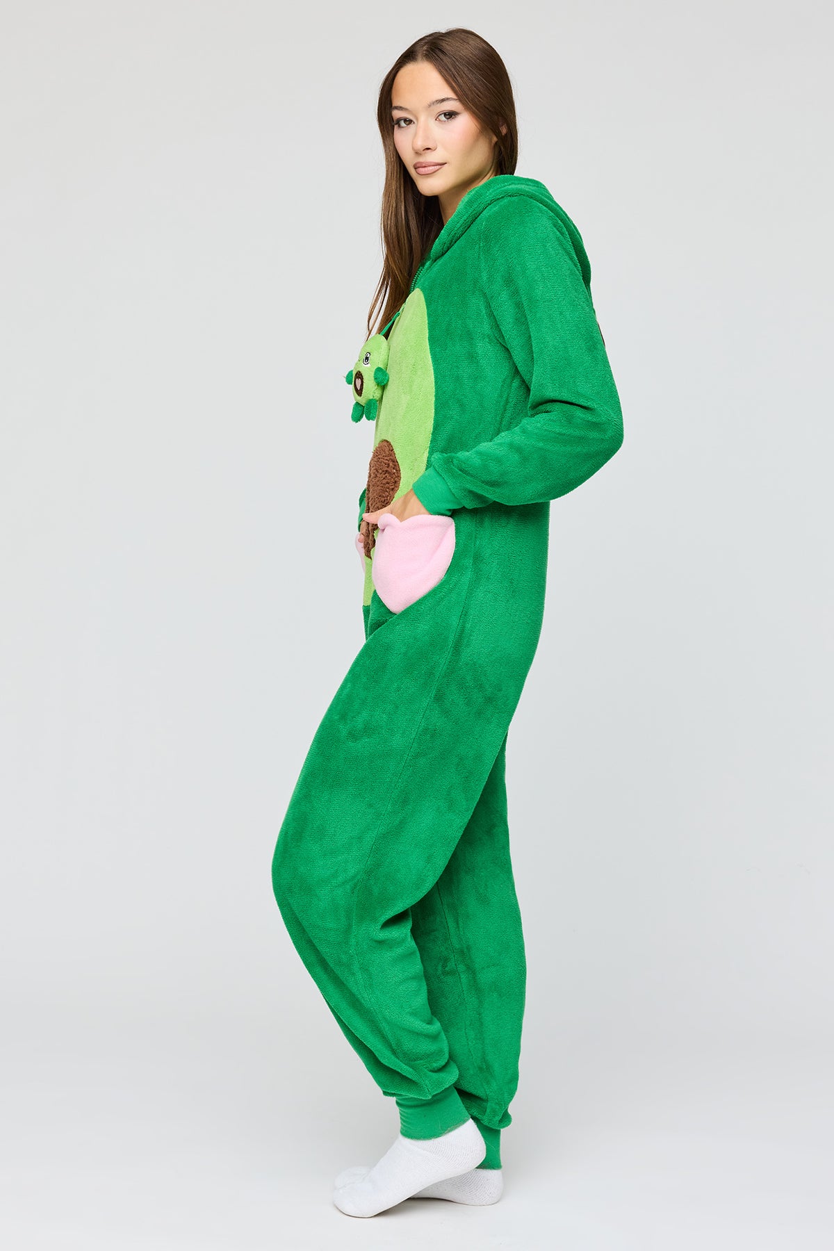 Alt View 2. 3D Avocado Plush Onesie - Green