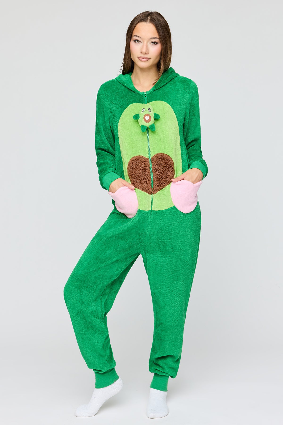 Alt View 4. 3D Avocado Plush Onesie - Green