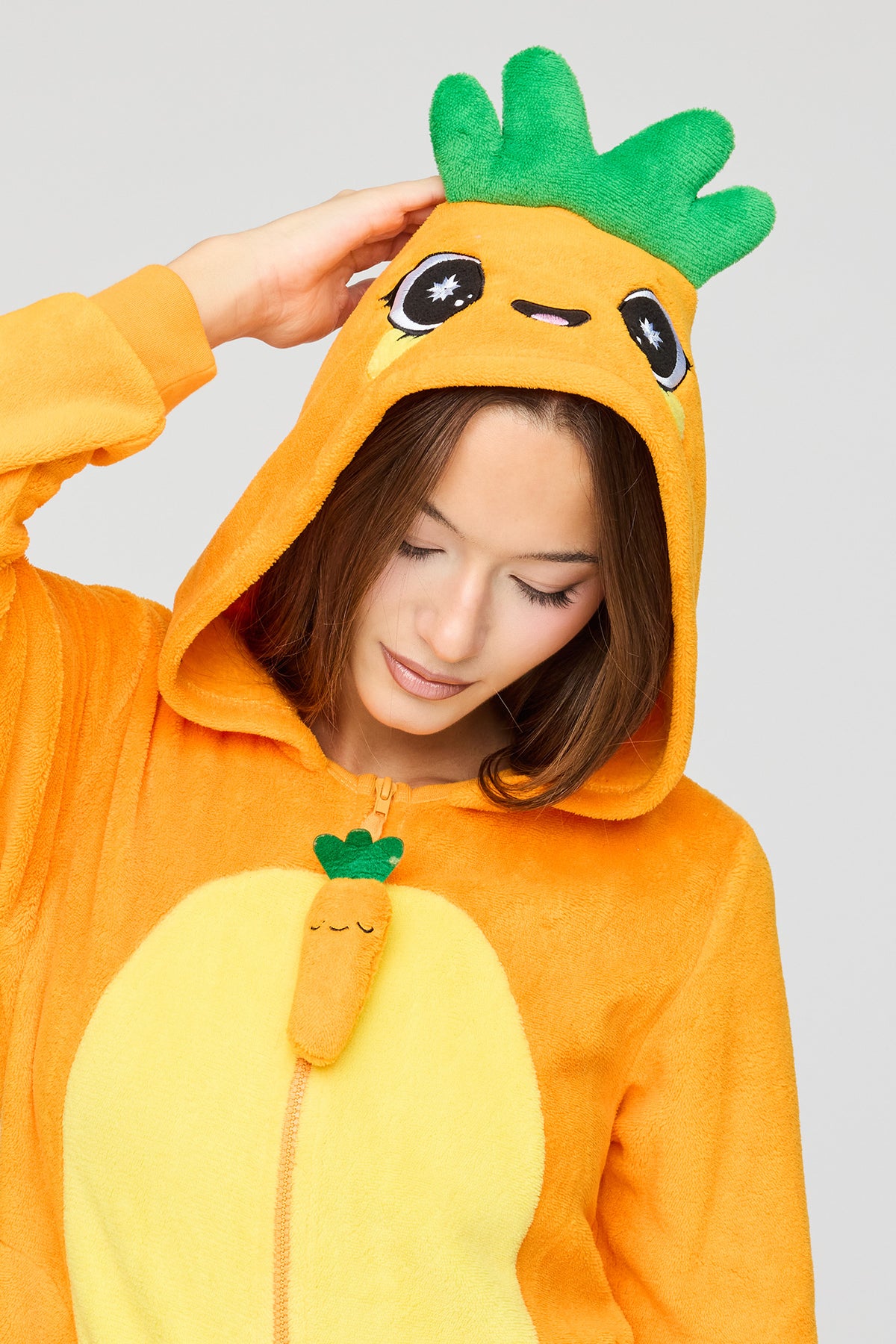 3D Carrot Plush Onesie - Orange