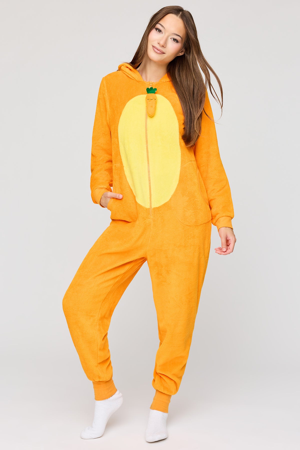 Alt View 4. 3D Carrot Plush Onesie - Orange
