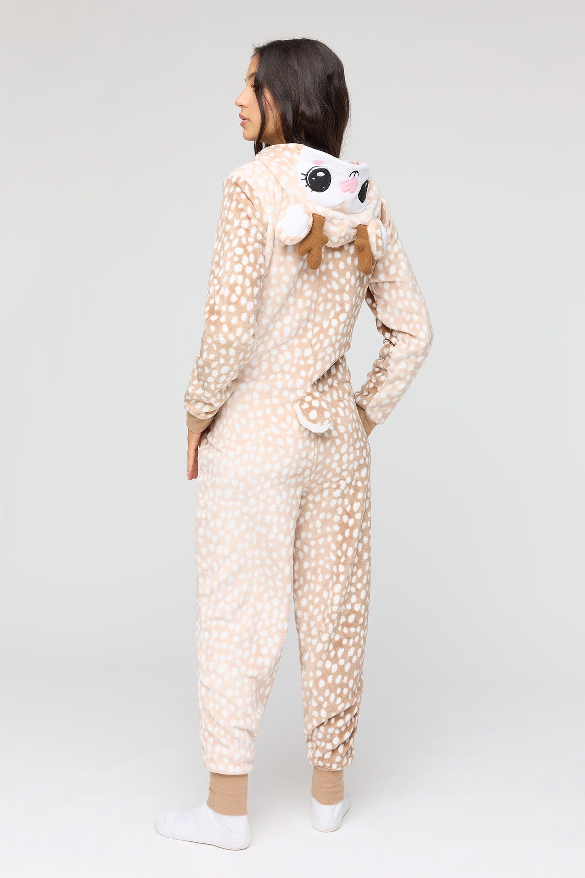 Alt View 4. 3D Deer Plush Onesie - Brown