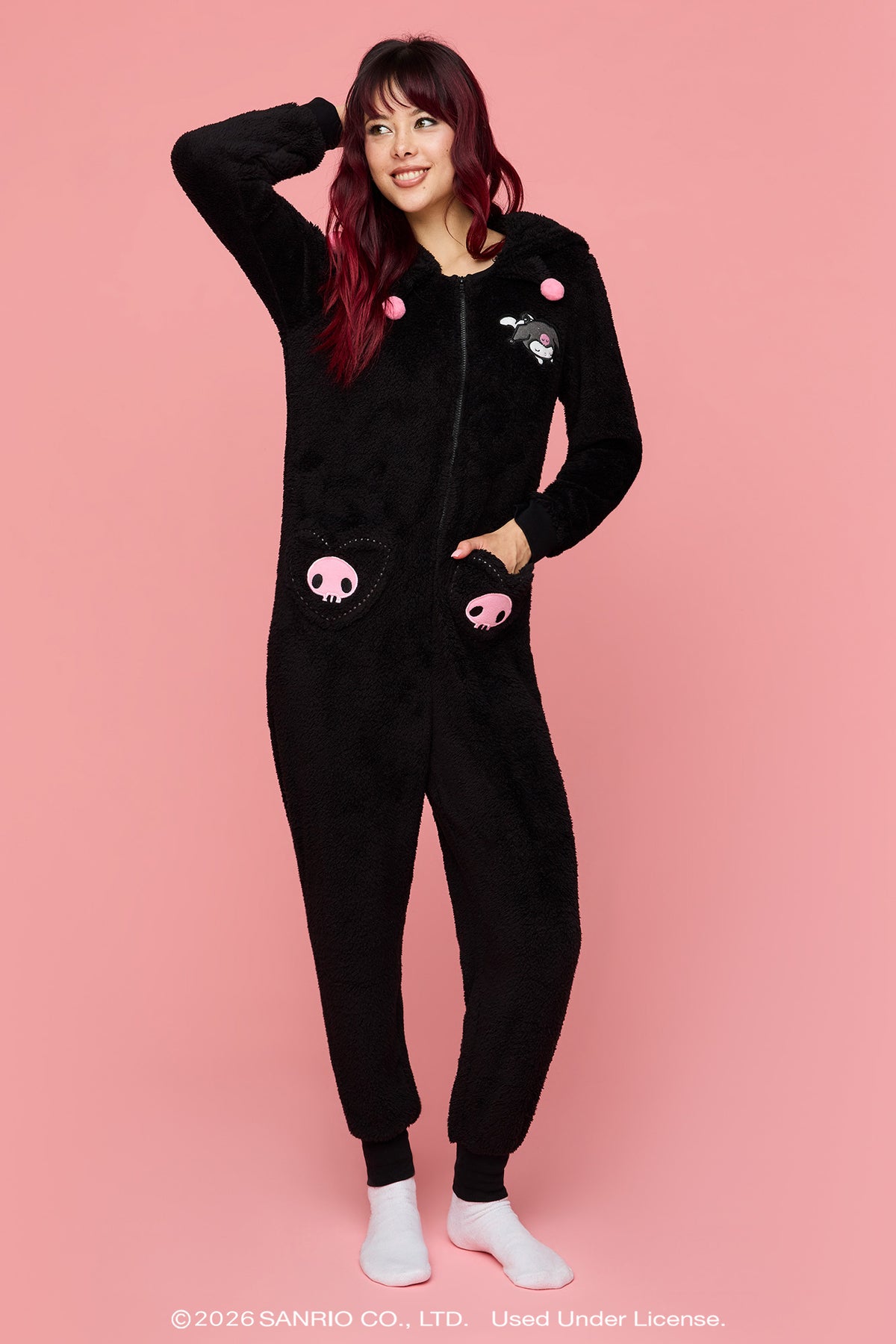 Alt View 3. Kuromi™ 3D Plush Onesie - Black