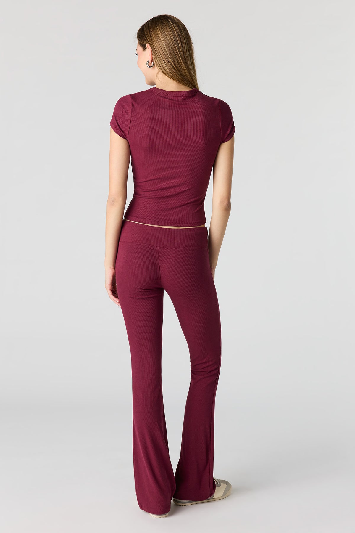 Alt View 19. Soft Ribbed Flare Pant - Brown