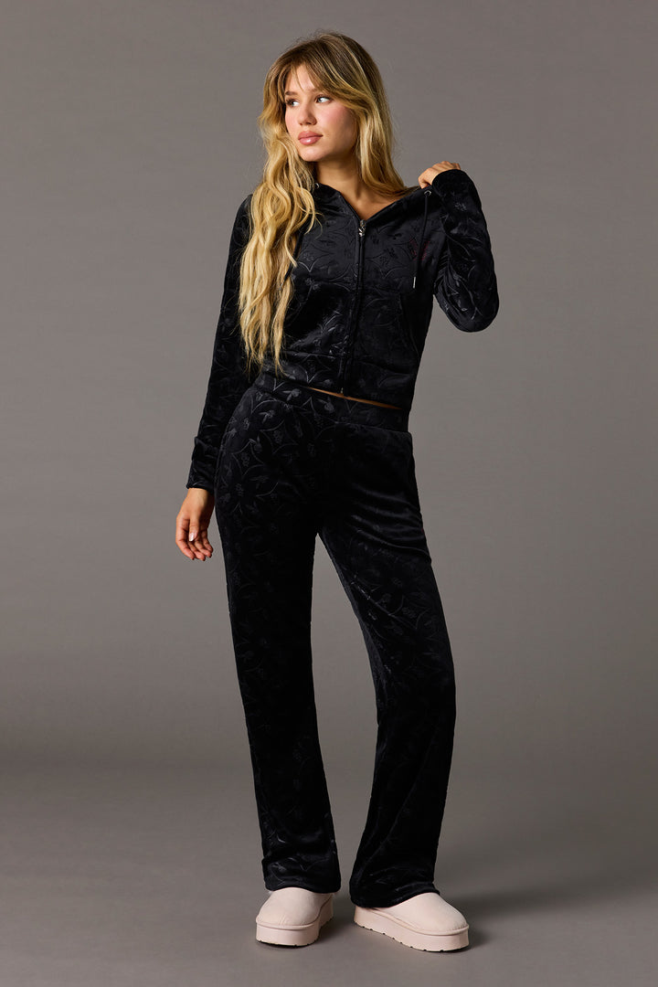 Rhinestone Playboy Embossed Velour Sweatpant