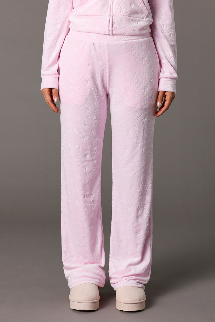 Velour Pink Playboy Sweatpants Rhinestone Playboy Embossed Velour
