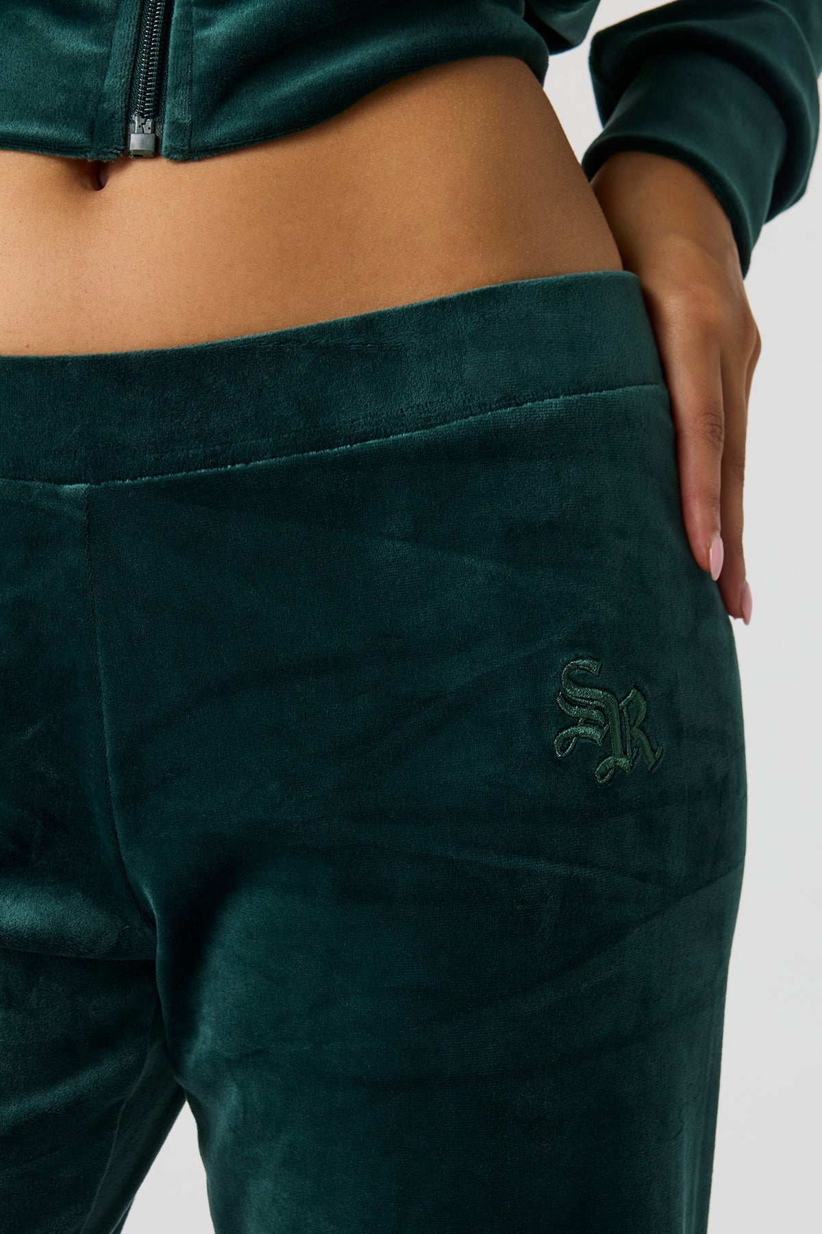 Alt View 4. Sommer Ray Velour Flare Pant - Green
