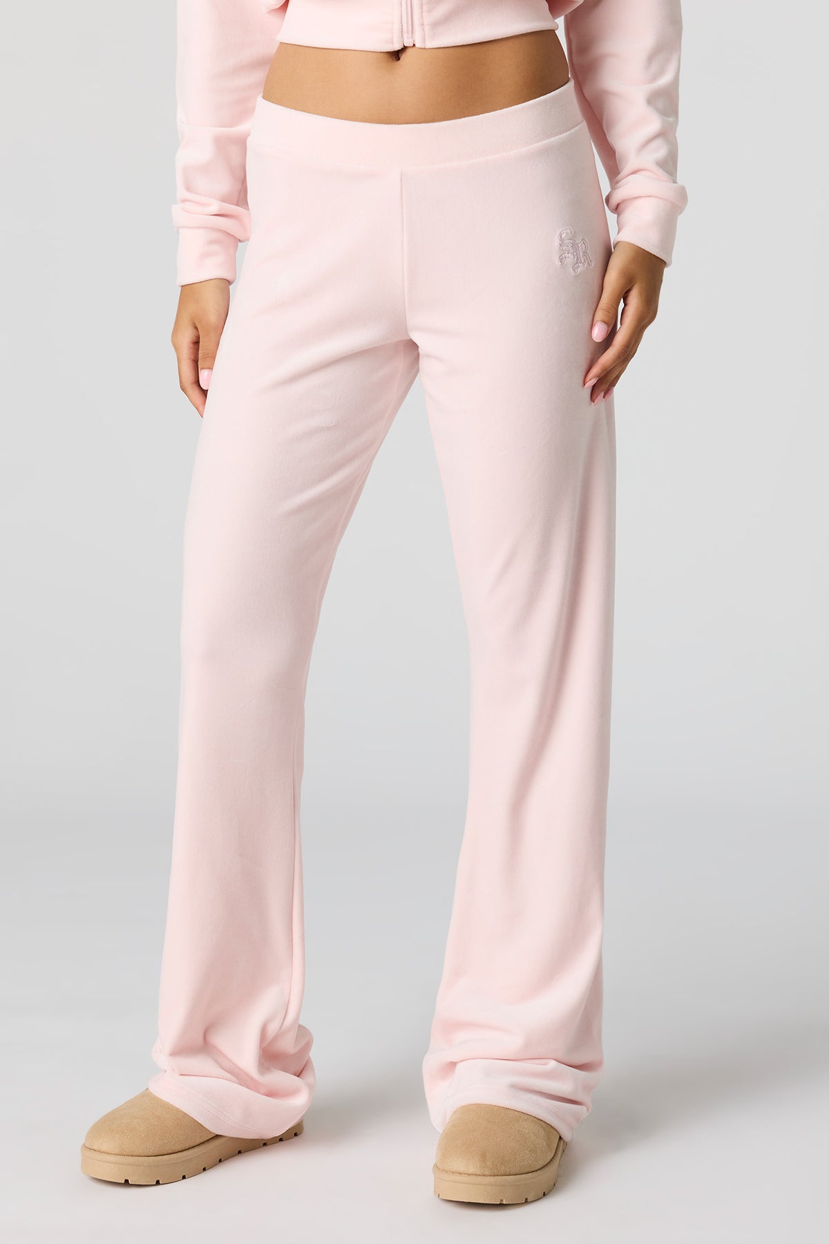 Alt View 2. Sommer Ray Velour Flare Pant - Pink