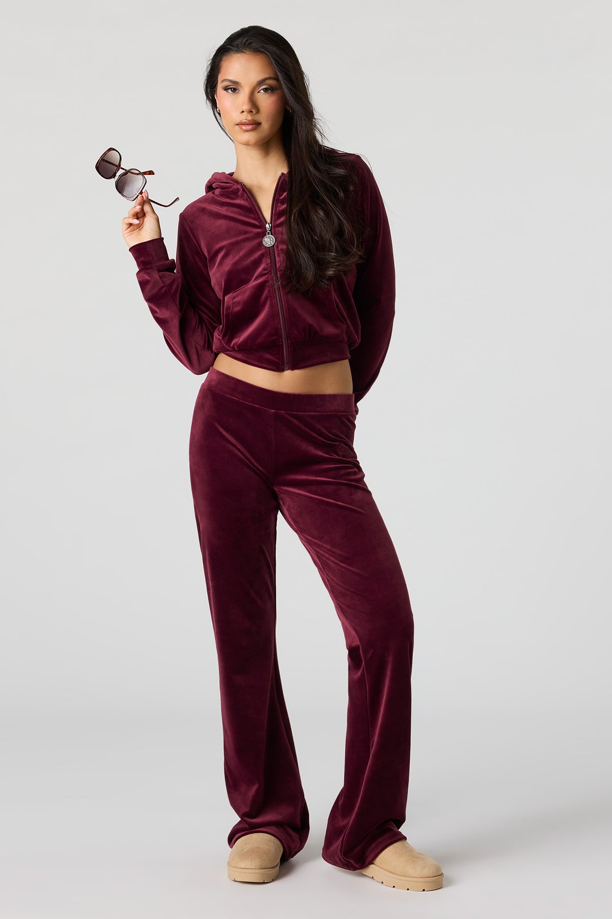 Pantalon Sommer Ray à jambe évasée en velours