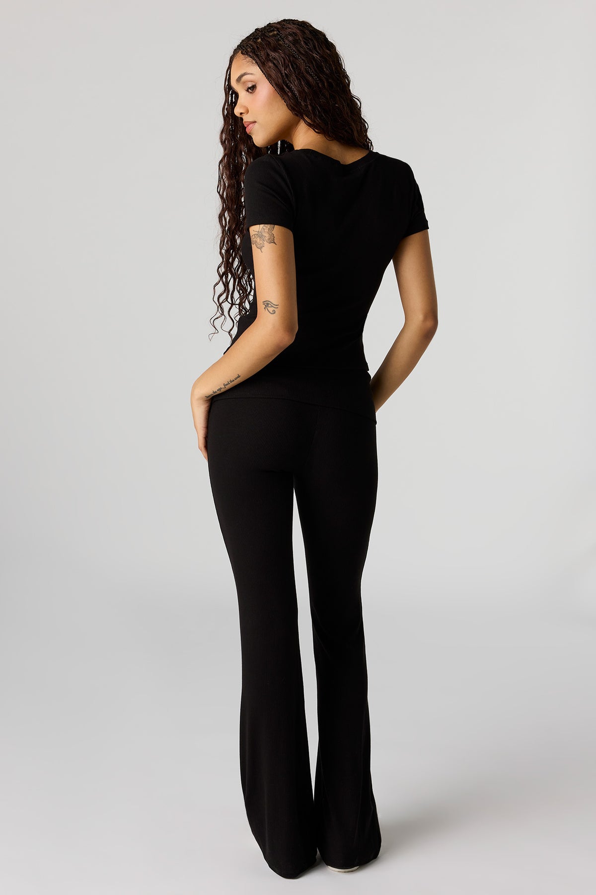 Alt View 3. U/A Soft Foldover Flare Pant - Black