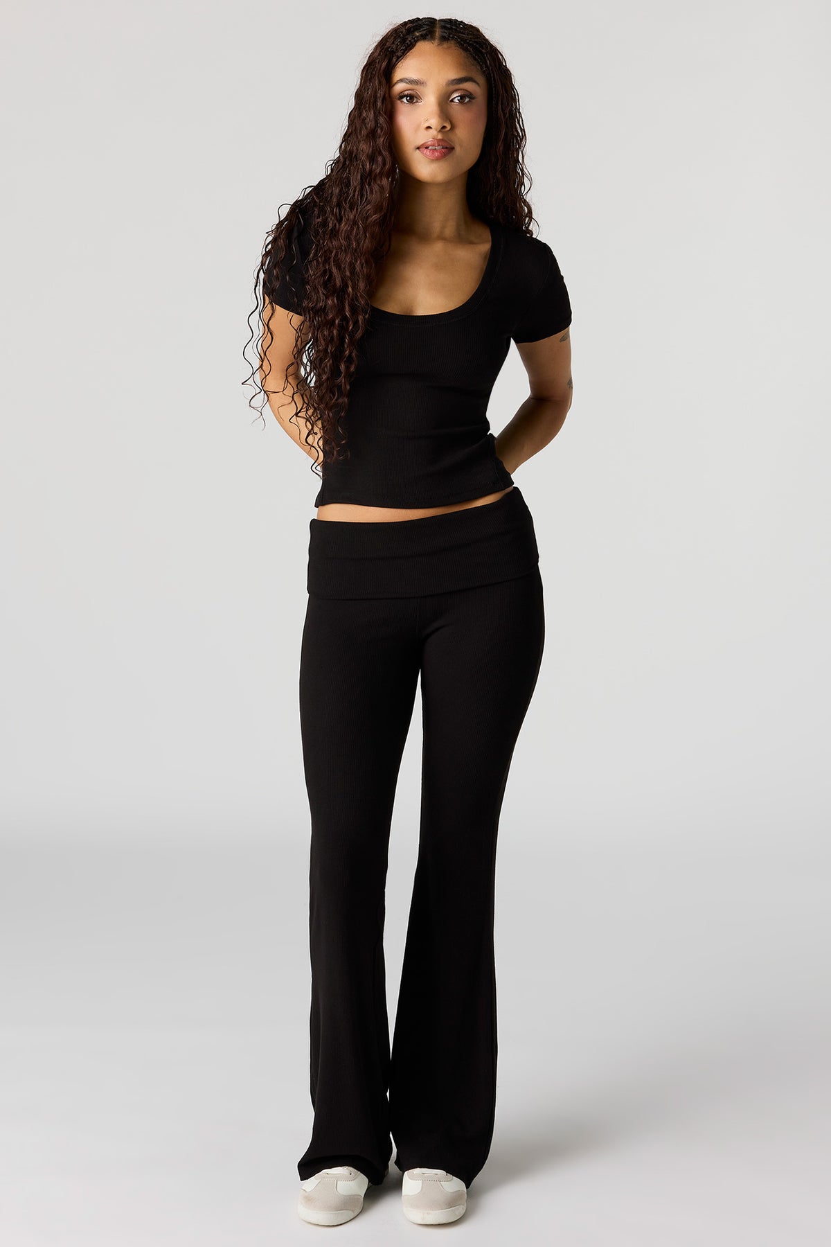 U/A Soft Foldover Flare Pant - Black