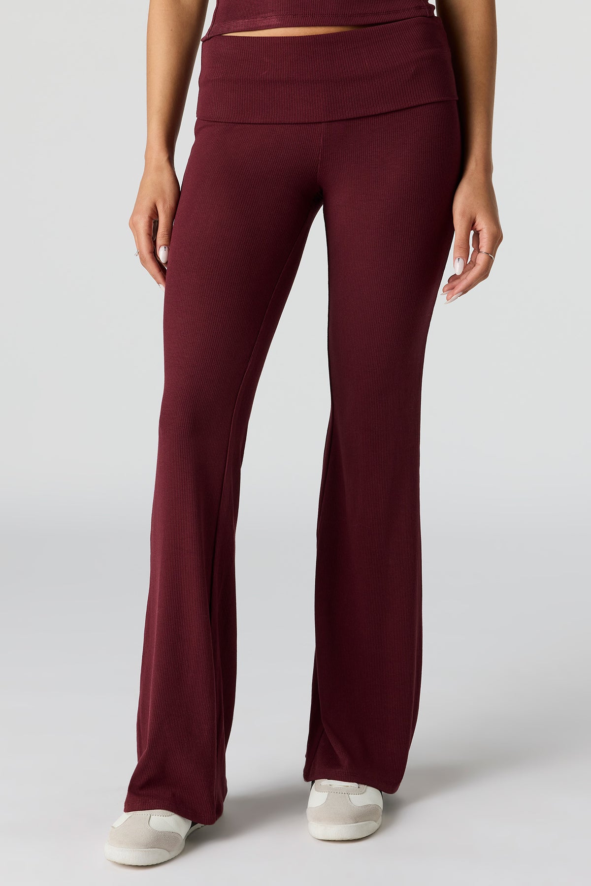 Alt View 2. U/A Soft Foldover Flare Pant - Burgundy