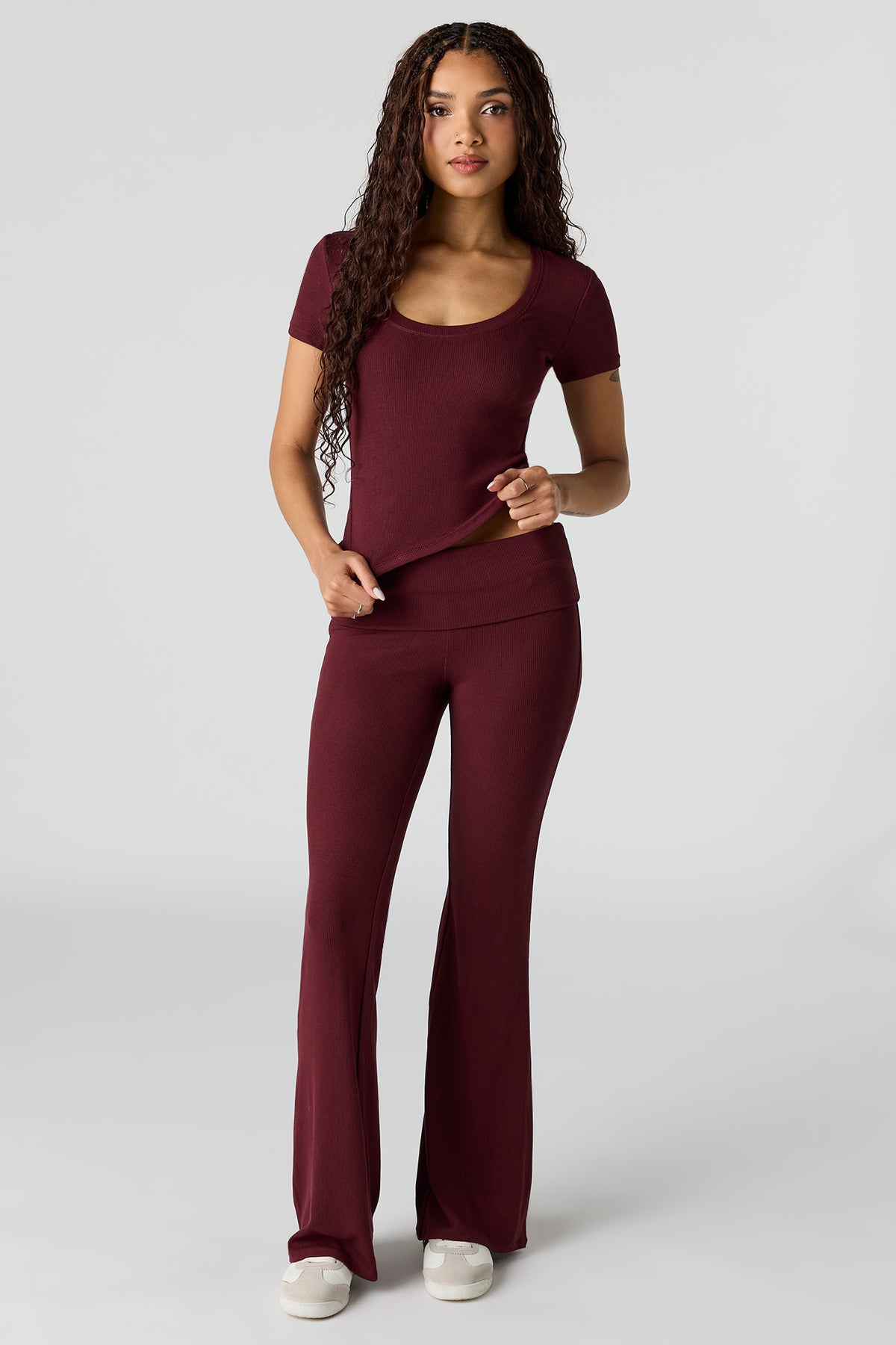 U/A Soft Foldover Flare Pant - Burgundy