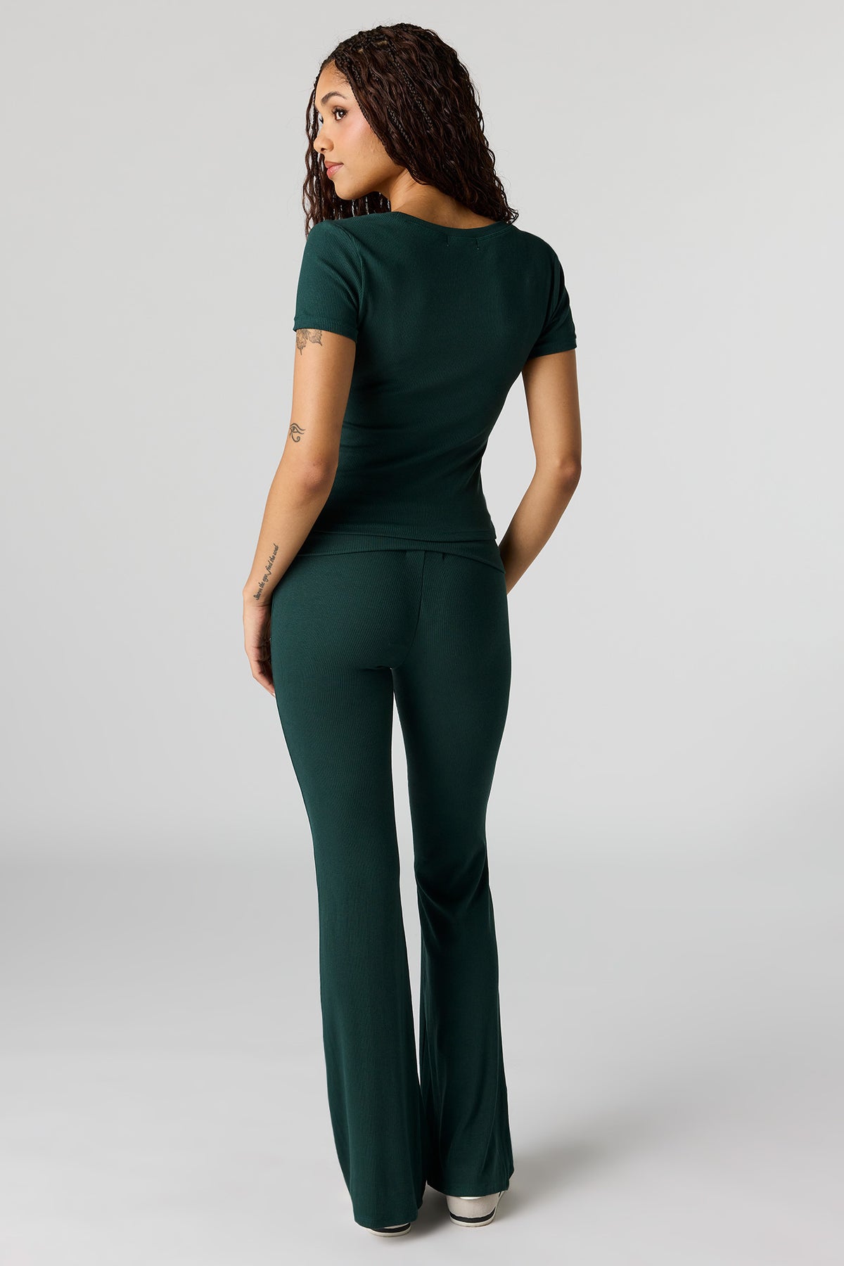 Alt View 3. U/A Soft Foldover Flare Pant - Teal